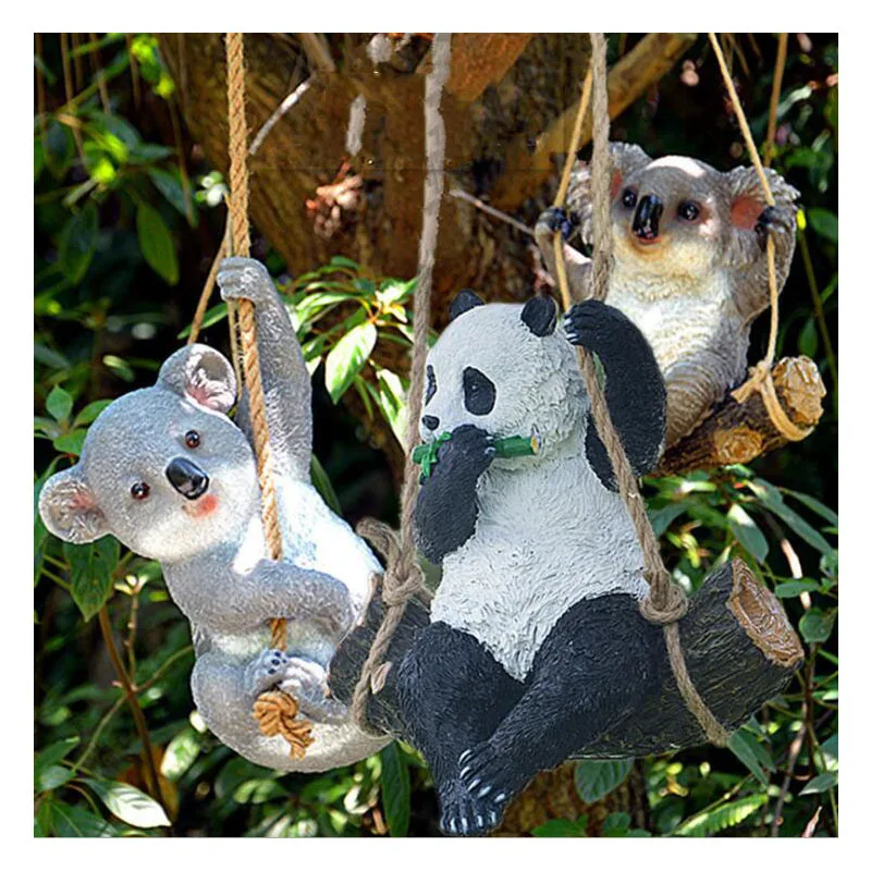 Home Garden Resin Animal Crafts Gardening Landscape Sculpture Swing Koala Panda Monkey Pig Kindergarten Tree Ornament Decoration | Дом и сад