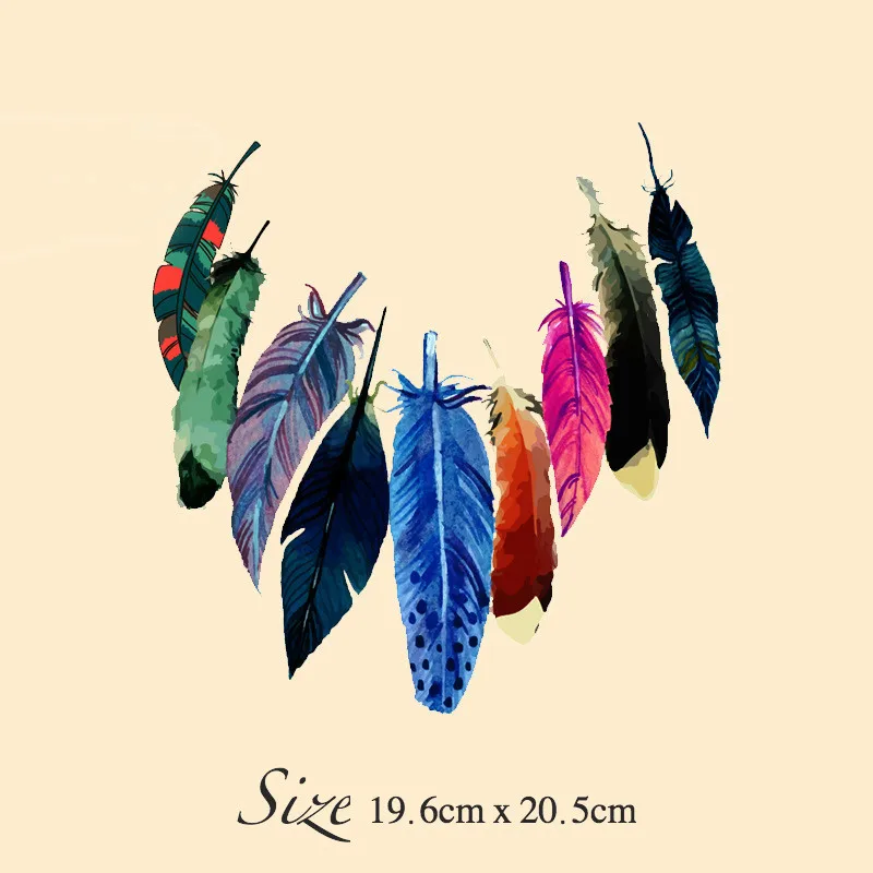 Q1 Feather Big Мультфильм животных теплопередачи железа на заплатках ткань наклейка s GradeA наклейка с термопереносом единорог; Фламинго полоски на одежде - Цвет: Q1 Feather Big