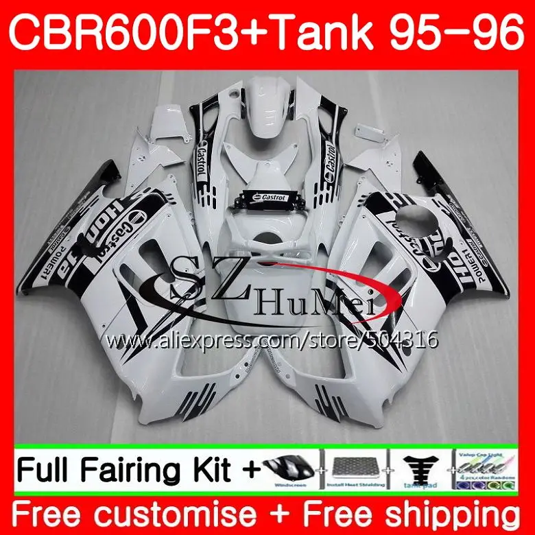 

Body For HONDA CBR600RR F3 CBR 600F3 FS Glossy white CBR 600 F3 46SH12 CBR600FS CBR600 F3 95 96 CBR600F3 1995 1996 Fairings kit