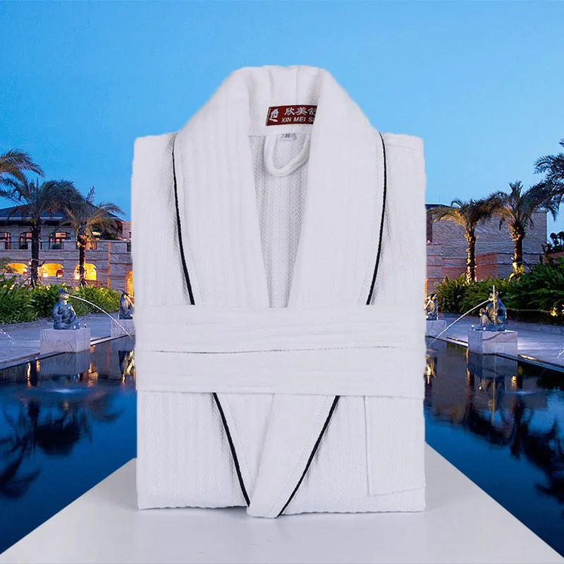 Вафельный Халат для женщин и мужчин хлопковые кимоно халаты пижамы ночная