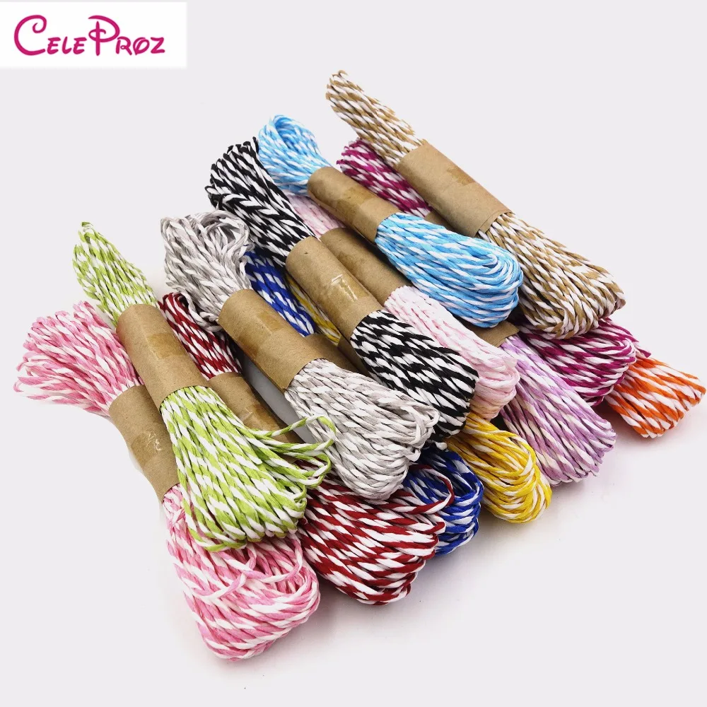 10M/PC Twisted Dual Color Paper Jute Raffia Rope DIY Craft Giftbox Wrapping Twine Thread Artifical Burlap Hessain | Дом и сад