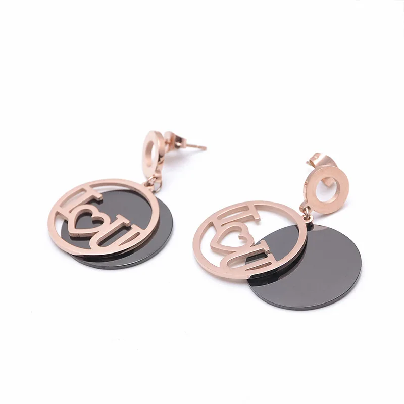 

Fashion accessories, titanium steel studs, round earrings, letter studs, geometric jewelry