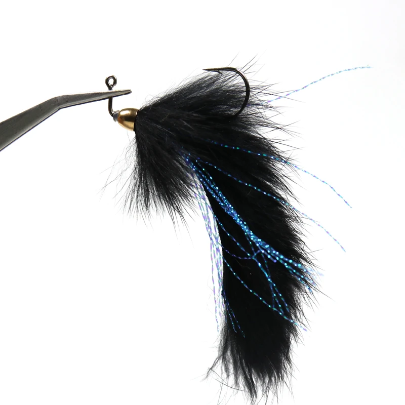 Bimoo 4 шт. Размер 1/0 бас Щука медь Beadhead нахлыстом стримеры белый Chartreuse черный