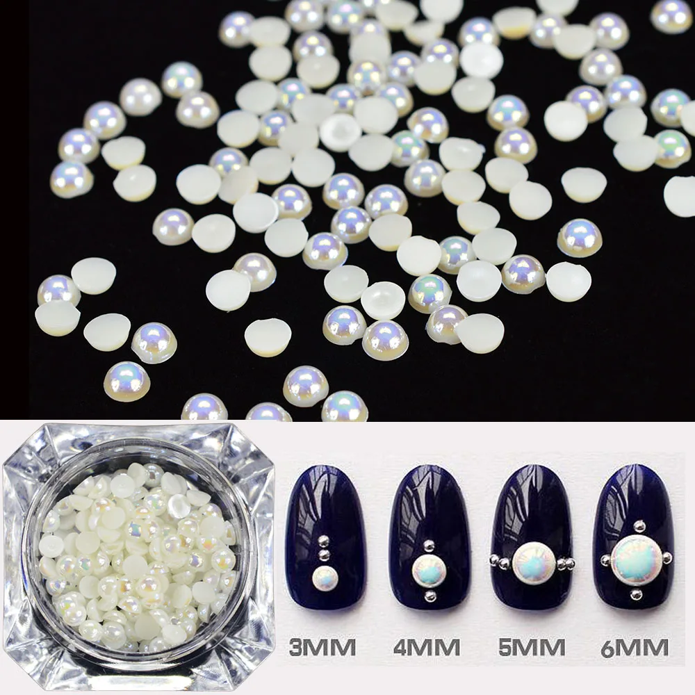 1 коробка натуральный цвет AB 3d жемчуг Стразы для ногтей сделай сам плоская задняя