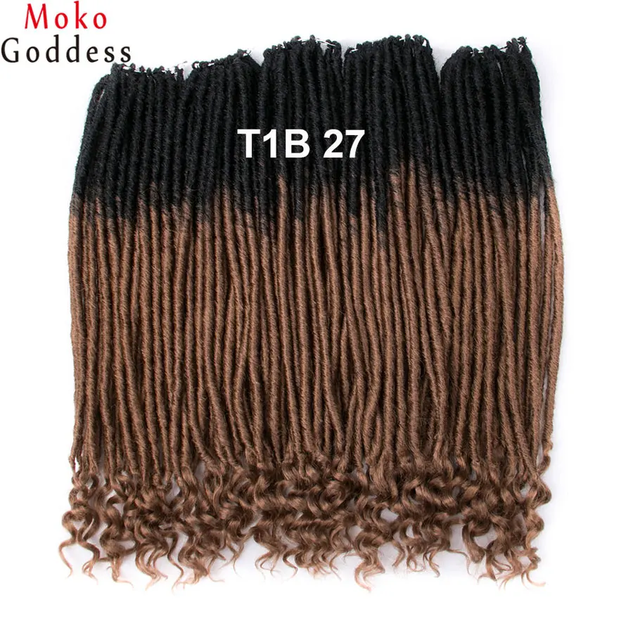 T1B/27 Mokogoddess 14 18 дюймов Омбре искусственные локоны в стиле Crochet Волосы Кудрявые синтетические косички плетеные волосы для плетения наращивания - Цвет: T1B/27
