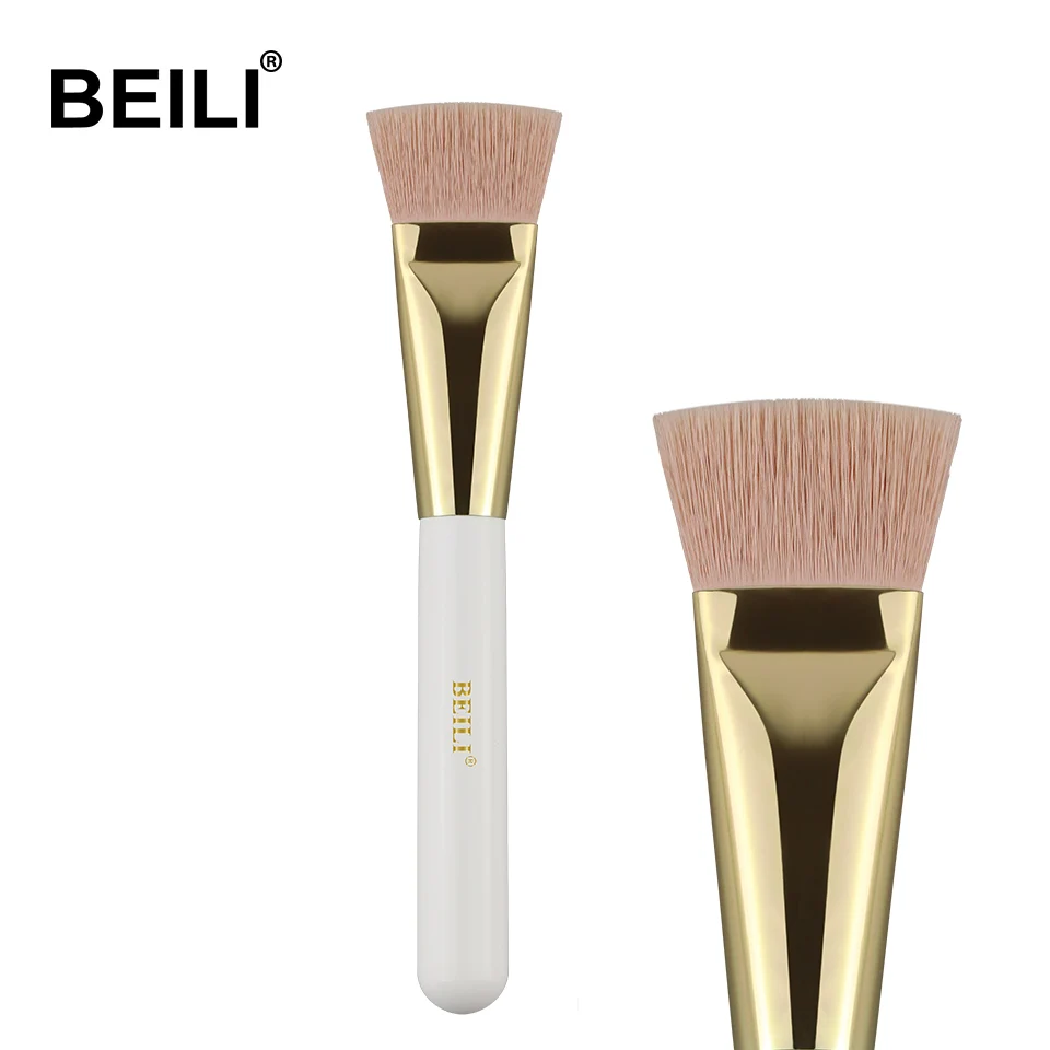 WL09 BEILI перламутровая белая Профессиональная Кисть для макияжа Nano Wool Fiber Gold Powder Foundation blusher тени Контурные растушевки бескровные розовые волосы - Handle Color: WL09