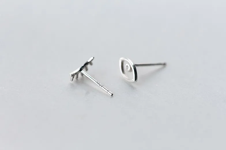 Women's Jewelry Fashion Silver Tiny Eyebrow Eye Stud Earrings Gift For Girls | Украшения и аксессуары