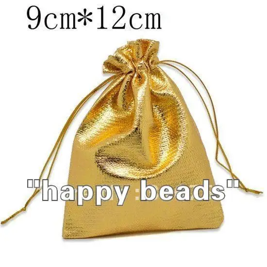 Бесплатная доставка 100 Золотая цветная атласная ткань подарочные сумки с