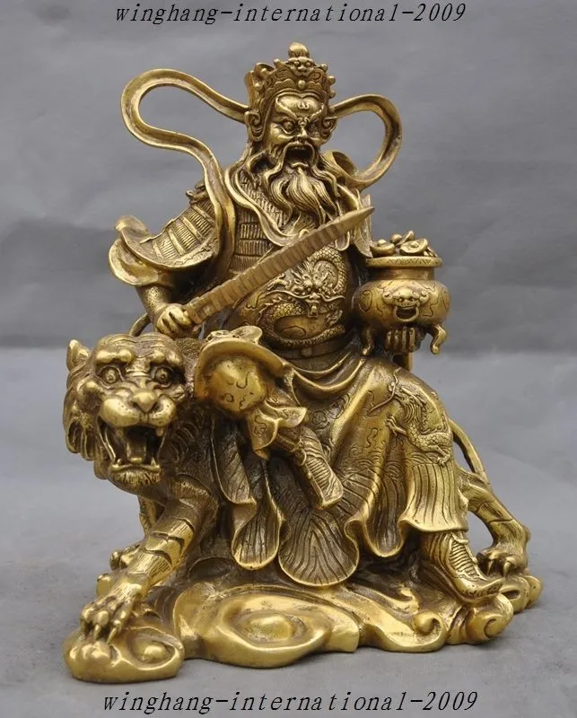 

christmas Chinese Brass Ride Tiger Dragon Mammon yuanbao money Wealth God Jambhala Statue halloween