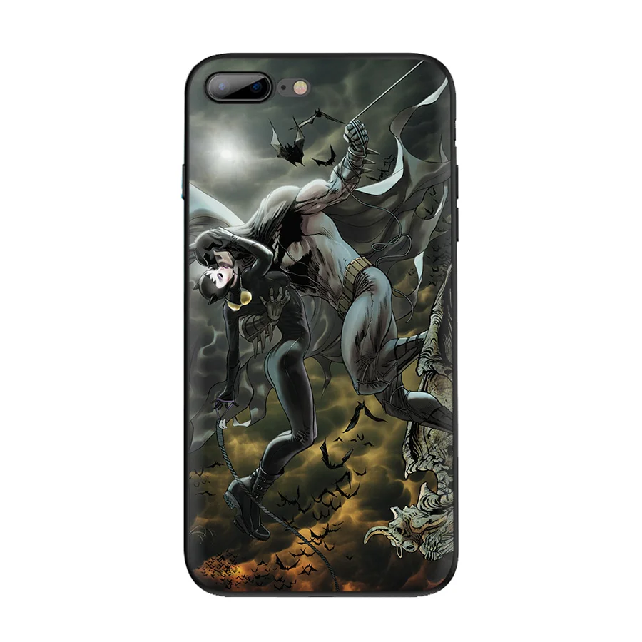 Desxz Бэтмен кошка женщина целующийся клуб Мягкий ТПУ чехол для iPhone 5 5S SE 6 6s 7 8 Plus X XR XS