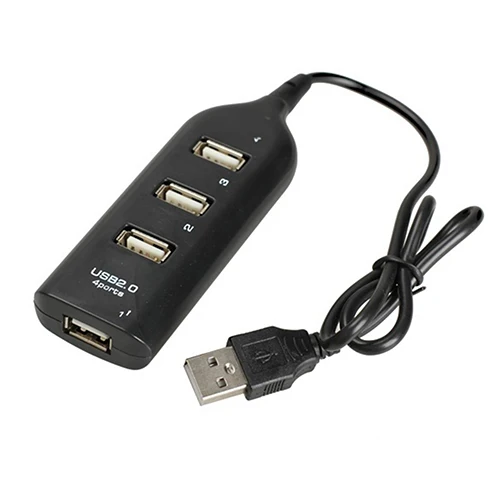 

4 Port Splitter USB 2.0 High Speed Black Mini Hub Socket Adapter for Laptop PC