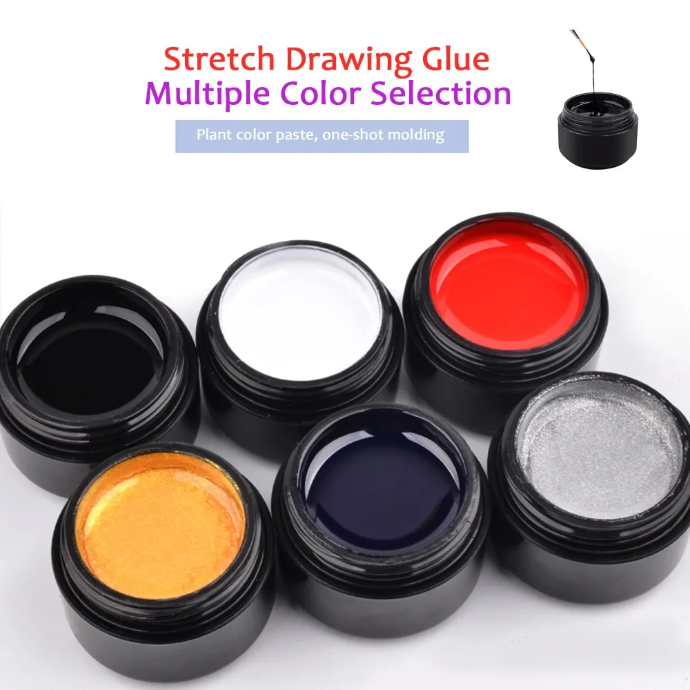

6 color Nail Polish Glue Gel Art Creative Painting Non-toxic Long Lasting Nail Drawing Nail Art Stretch Glue Choos e