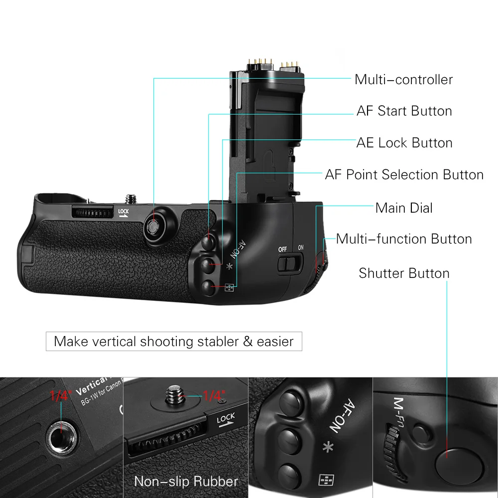 Andoer BG-1W вертикальный Батарейный держатель сменный для BG-E20 Canon EOS 5D Mark IV DSLR камеры |