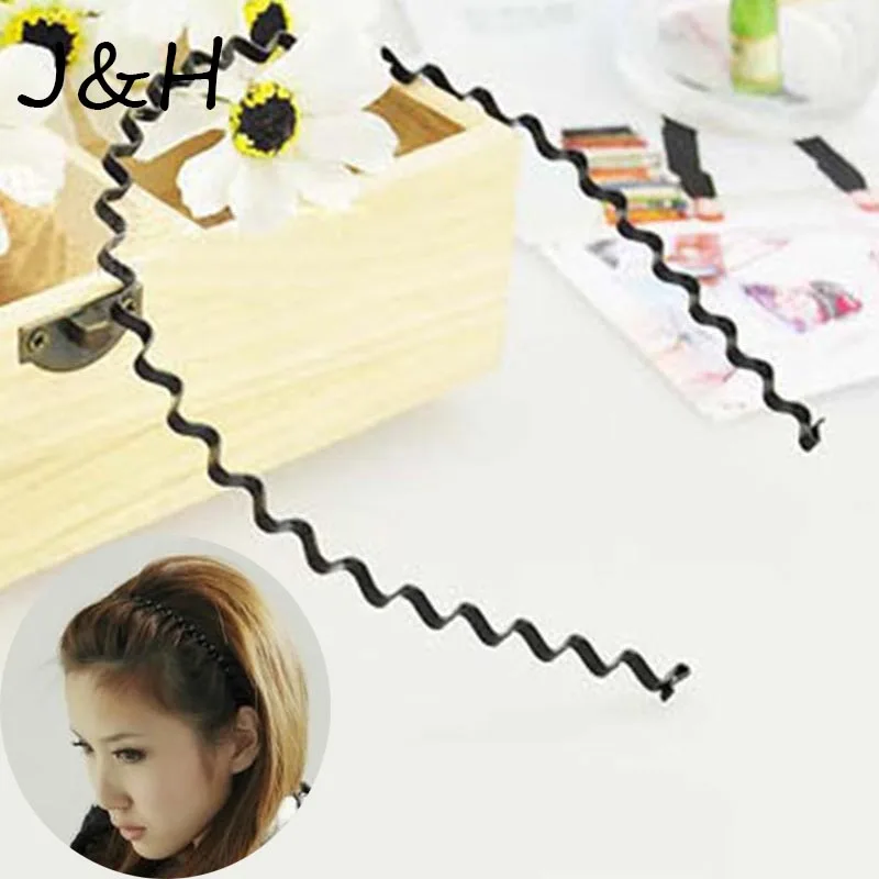 Модные мужские и женские унисекс черные волнистые обручи для волос повязка на