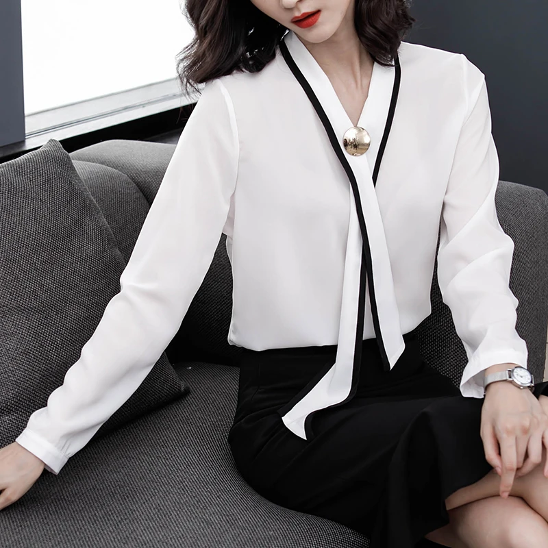 

plus size Long sleeve women office women tops female fashion 2019 shirts chiffon blouse womens tops and blouses blusas 2063 50