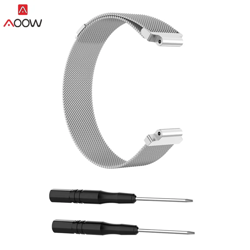 silver AOOW Milanese Loop Магнитный металлический Нержавеющая сталь ремешок для смарт-часов Garmin Forerunner 220/230/235/620/630/735 часы сменные ремешки - Цвет ремешка: silver