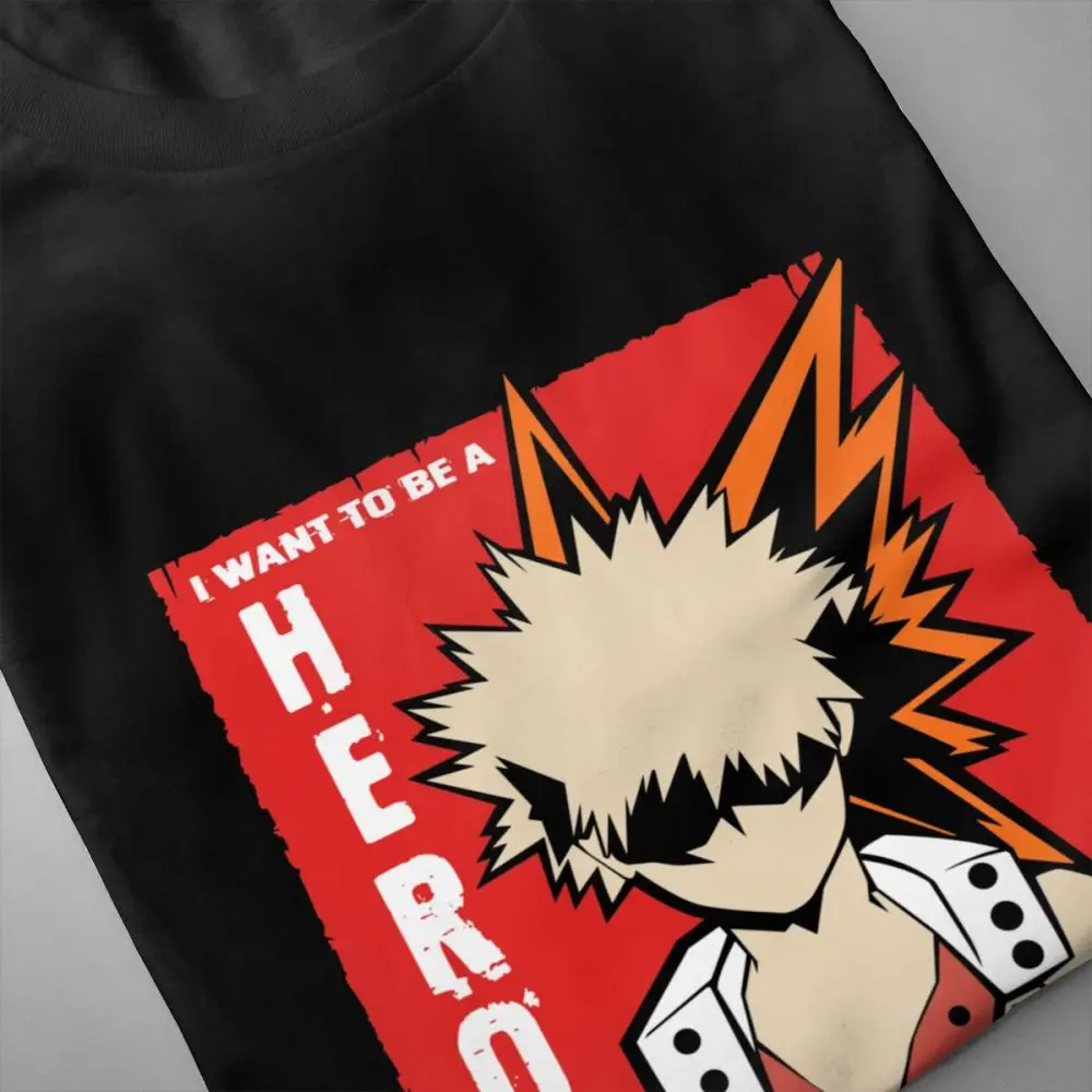 100% толпа Психо футболка для мужчин я хочу быть героем Bakugou Ретро органический
