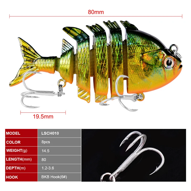 8 шт./лот новый стиль приманка для рыбалки 6 секций 0 501 унций-14 21 г/8 см-3 15 &quot