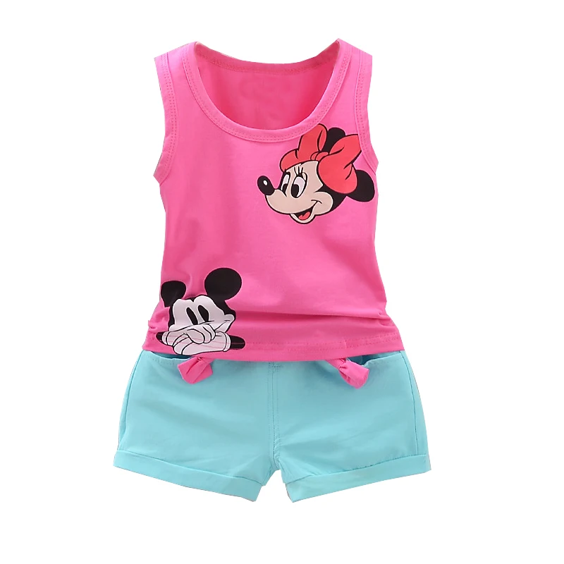 Лидер продаж! Летний хлопковый комплект из 2 предметов для маленьких девочек