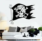 Пират Веселый Роджер флаг череп кости наклейки для мальчиков спальня съемные виниловые наклейки на стены украшение дома человек пещера плакат D992