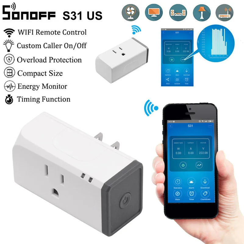 Sonoff S31 Мини Wifi умная розетка US 16A домашнее энергопотребление измерительный