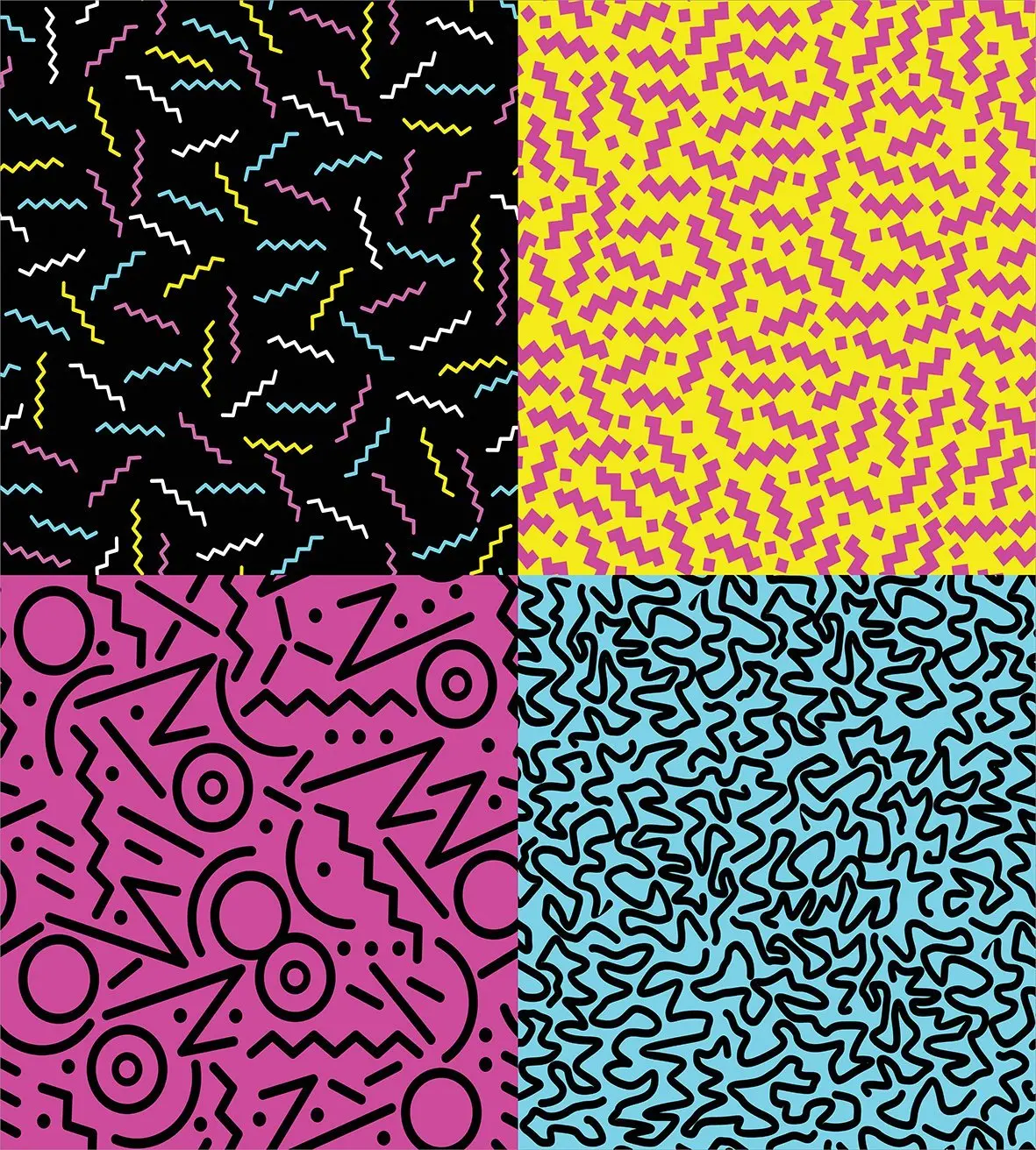 Indie Duvet Cover Set of Vintage Eighties Fashion Style Patterns Colorful Funky Pop Unusual Doodles 4 Piece Bedding | Дом и сад