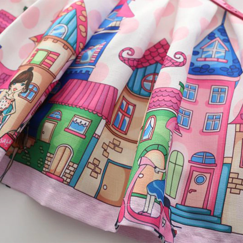 

Bongawan Summer Girls Princess Dress Cartoon Print 2018 New Sleeveless Children Clothes Fashion Belt for Party and Wedding