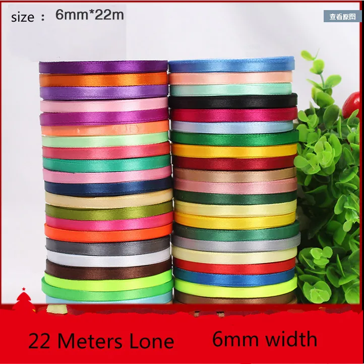 22 Meters Lone 0.6cm Single Face Satin Ribbon Wholesale gift packing Wedding Crafts Christmas White Pink Red Black DIY Ribbons | Дом и сад