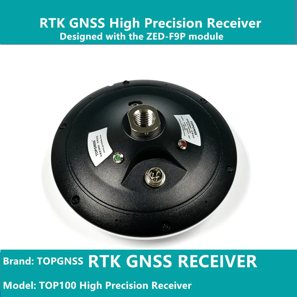 Разработанный с модулем ZED-F9P F9, RTK Высокоточный GNSS приемник может использоваться в качестве базовой станции и rove TOPGNSS TOP100