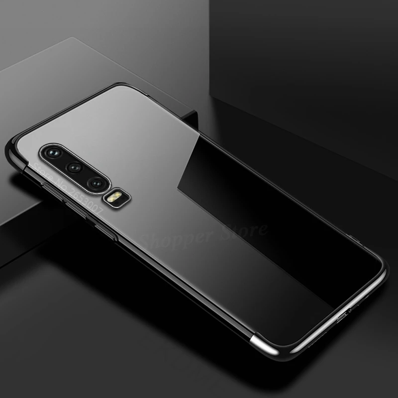 Black Чехол из ТПУ с гальваническим покрытием для huawei P30 Lite P20 P10 Plus, Модный Блестящий чехол для huawei P Smart Plus P30 Lite Nova 4e 3e 3i - Цвет: Black