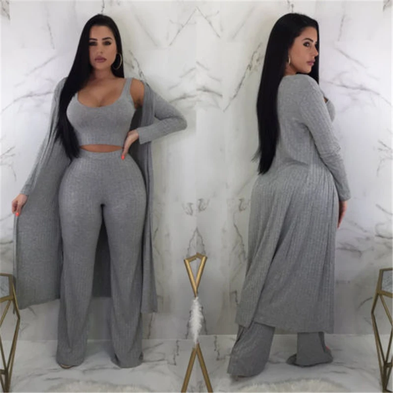 Новинка 2019 женский спортивный костюм из 3 предметов плащ укороченный топ и штаны