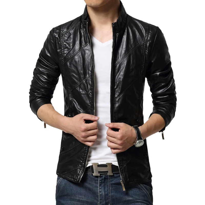 Новая модная мужская куртка Idopy из искусственной кожи черная красная коричневая