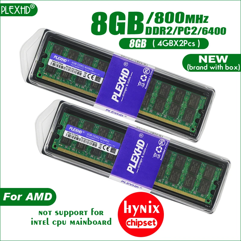 Новый PLEXHD 8 Гб (4 X 2 шт) DDR2 PC2 6400 800 МГц г для настольных ПК DIMM память ram 240 контакты AMD