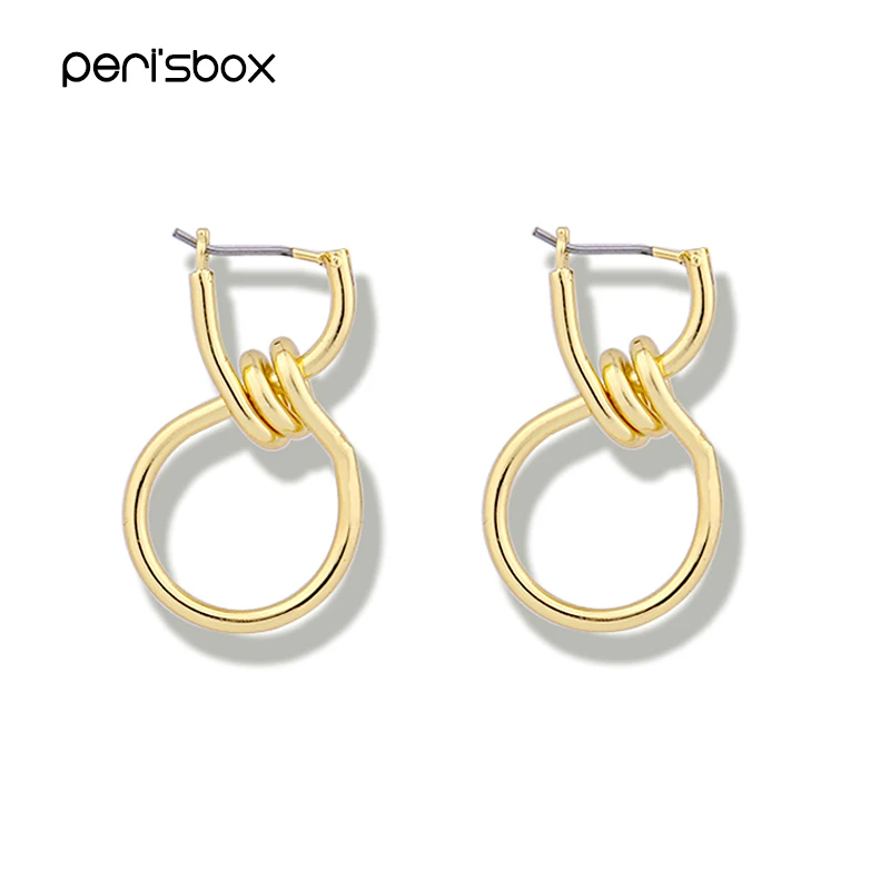 

Peri'sBox Chic Gold Color Metal 8 Shaped Hoop Earrings for Women Minimalist Knotted Earrings Geometric Twisted Earrings Bijoux