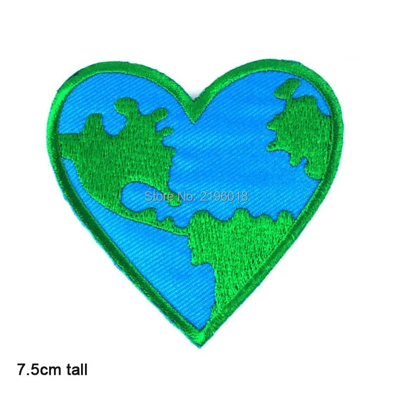 Нашивка в форме сердца Love Earth патчи для одежды с вышивкой наклейки аксессуары