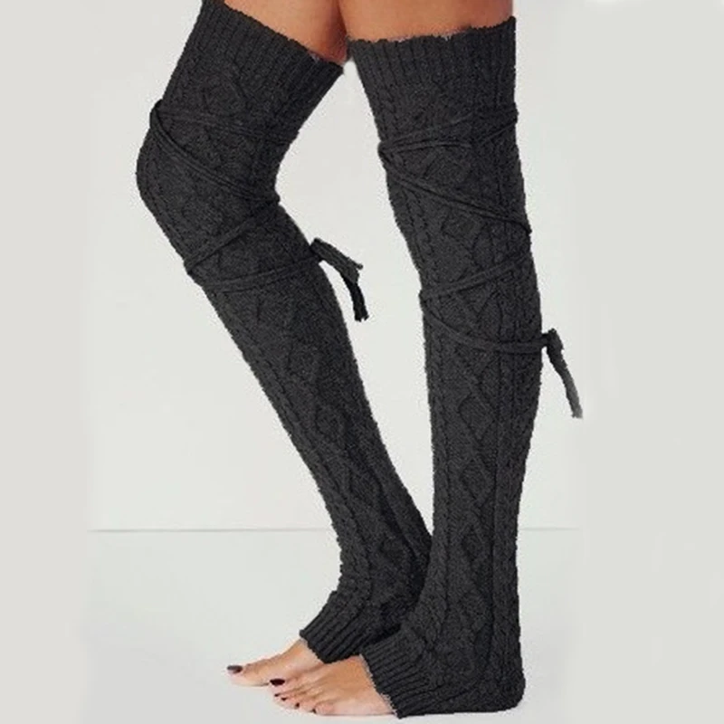 

Leg Warmers Women Solid Thigh-high Over Knee Long Drawstring Breathable Lacing Womens Legs Warmer All-match Trendy Chic Warm New