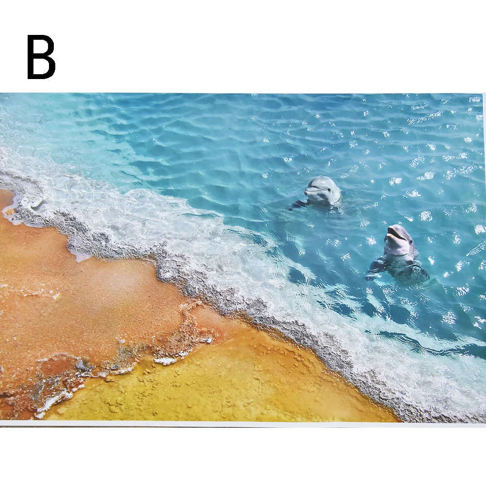 3D Наклейки для пола в виде дельфина водостойкие настенные наклейки ванную