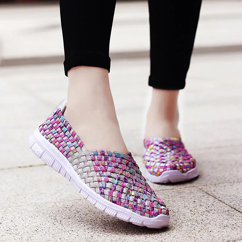 

Big Size Woven Sneakers Woman Summer Sport Woman Shoes Breathable Scarpe Donna Lightweight Running Shoes Sports Slip on B-328