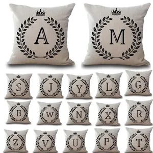 Льняная наволочка для подушки с надписью 