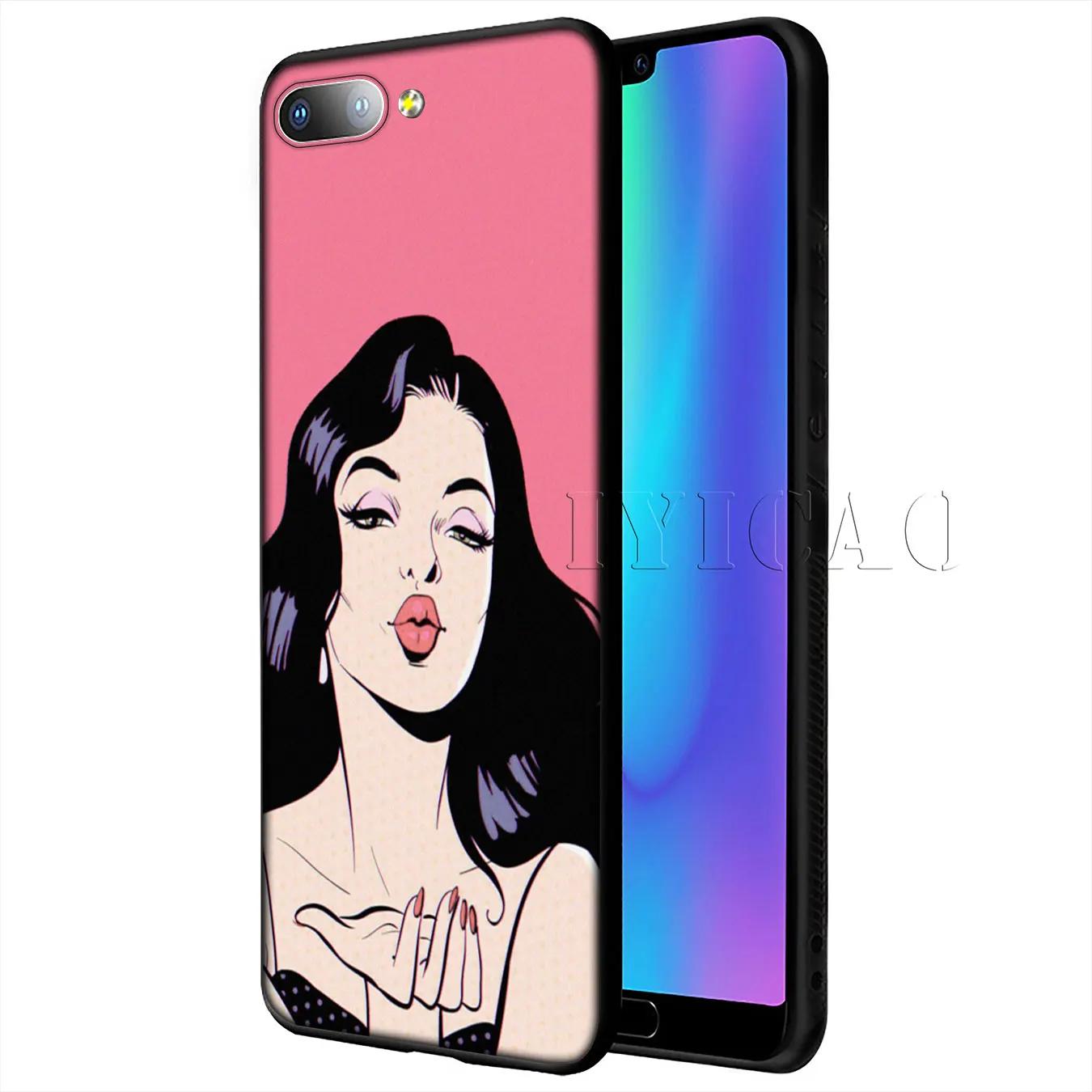 IYICAO Vintage Pop Art Crying Girl Sad Soft Case for Huawei Y9 Y7 Y6 Prime 2019 Honor 20 8C 8X 8 9 9X 10 Lite 7C 7X 7A Pro |