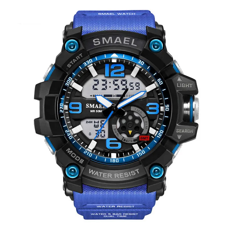 All Blue Модные спортивные часы S Shock, мужской светильник, водонепроницаемые спортивные наручные часы, цифровые часы, кварцевые 1617 мужские часы, светодиодный часы - Цвет: All Blue