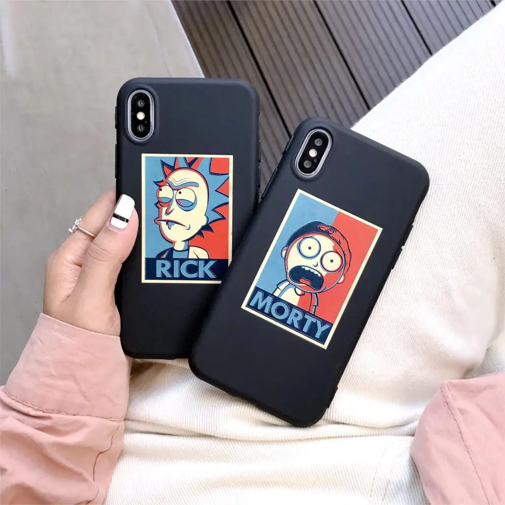 3D рельефный Рик Морти конфеты пары Funda мультфильм чехол для iPhone X XR XS Max 6 S 7 8 Plus 10