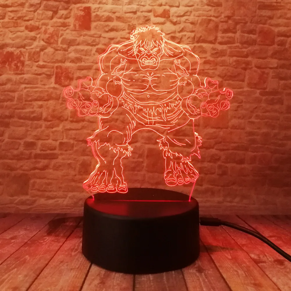 Marvel's Мстители супер герой креативный 3D Халк ночник акриловый цветной градиент