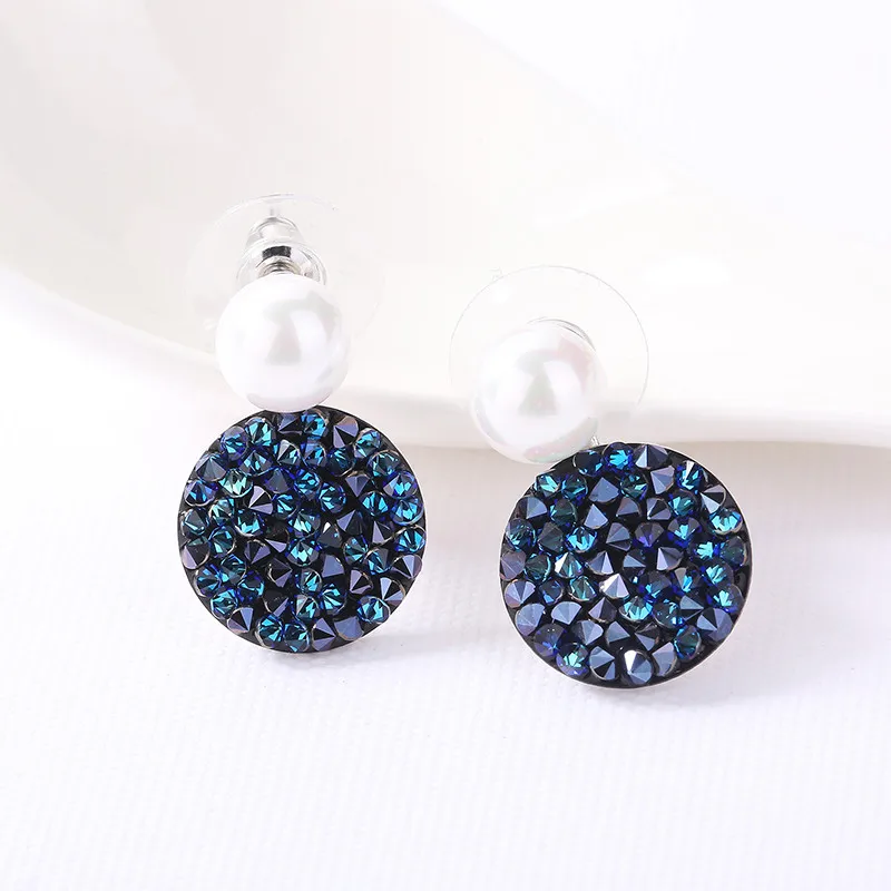 Blue MS betti, дизайн, Кристальные жемчужные Двухсторонние серьги drusy, серьги для женщин, кристаллы от SWAROVSKI, низкая цена - Окраска металла: Blue