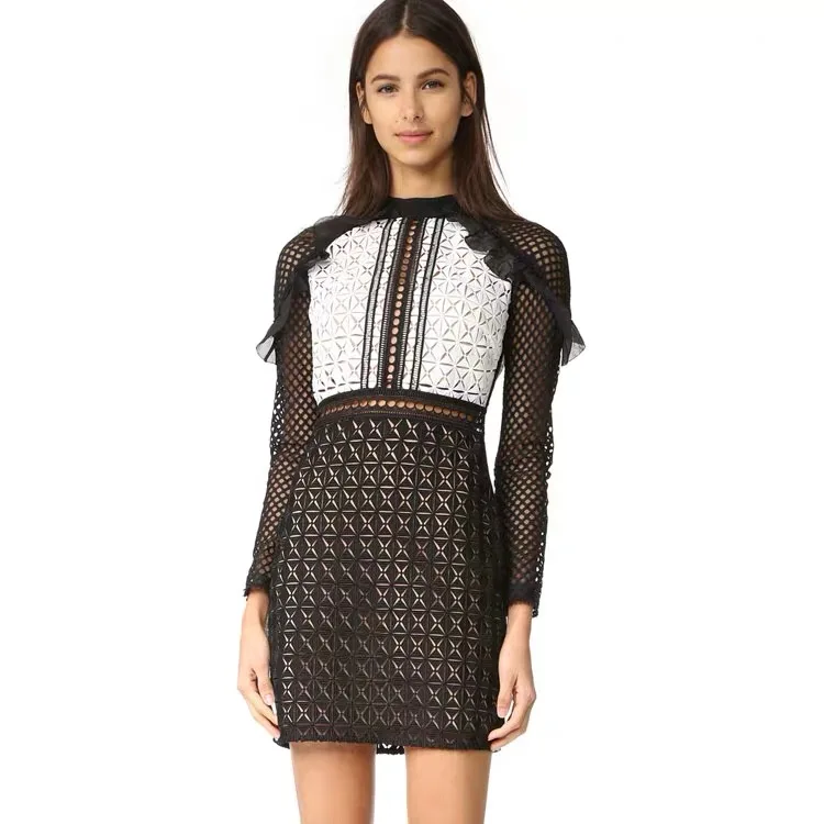 Женское кружевное платье с длинным рукавом в стиле кэжуал | Женская одежда