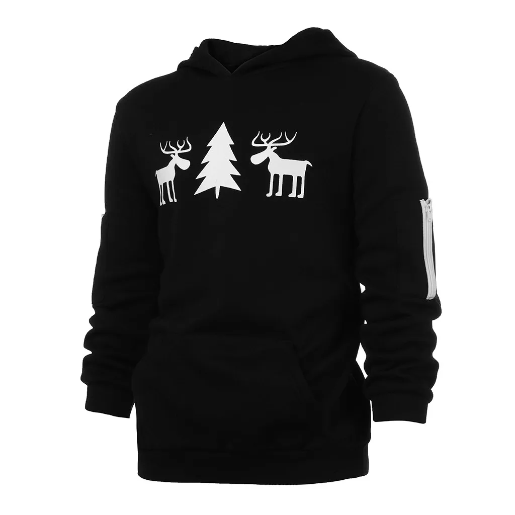 Фото Мужской модный пуловер с принтом лося повседневная и удобная спортивная одежда