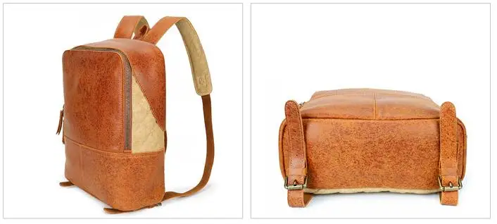 

Vintage unisex genuine leather cow skin large handmade backpack school bag