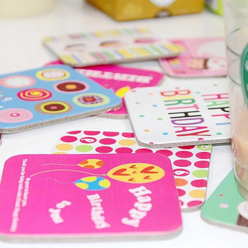 4Pcs/set Durable Cartoon Drink Coasters Square Cup Mat Coaster For Posavasos Fashin Cardboard Coaster High Quality Mug Mat