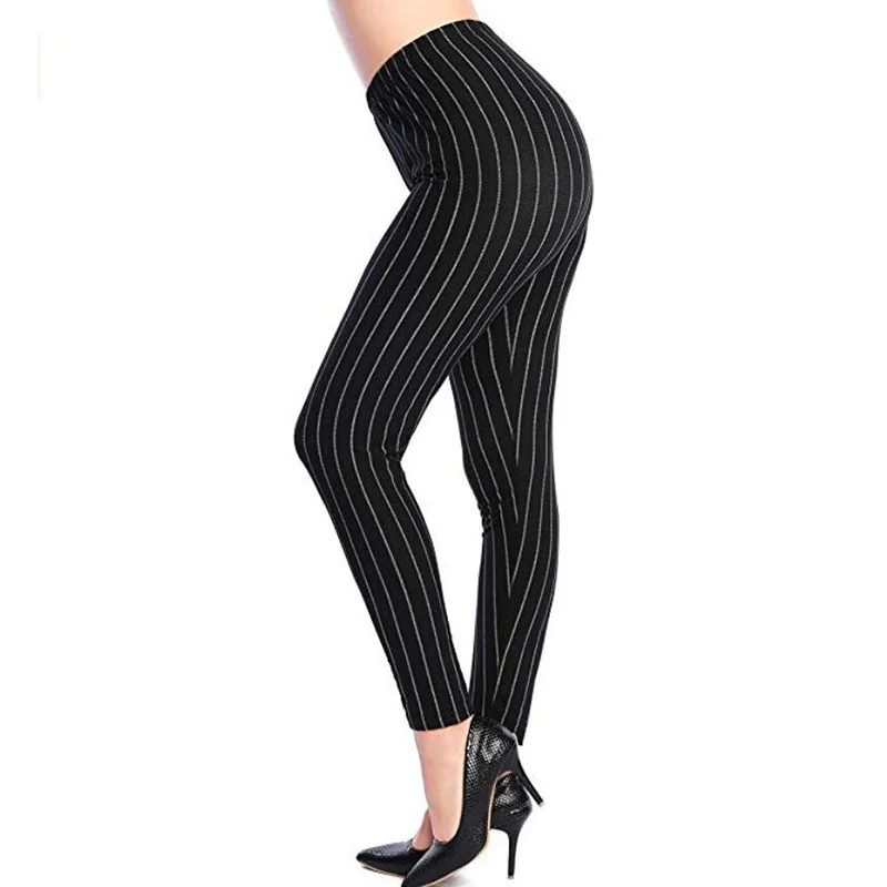 Black Stripe CHSDCSI Fashion Jeggings For Women Printing Leggings Push Up Pants Flower Printed High Waist Legging Sexy Gym Fitness Leggin - Цвет: Black Stripe