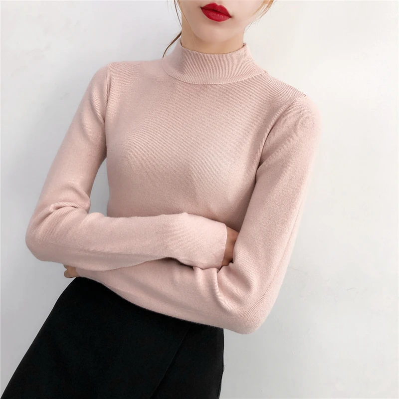 Для женщин рубашки водолазка супер мягкий! Половина кролика Core-пряжа кашемировый